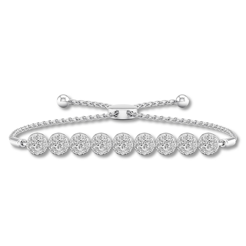 Main Image 1 of Diamond Bolo Bracelet 1 carat tw Round 14K White Gold