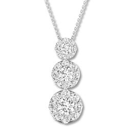 Diamond Necklace 1 carat tw Round 14K White Gold 16-18" Adj.