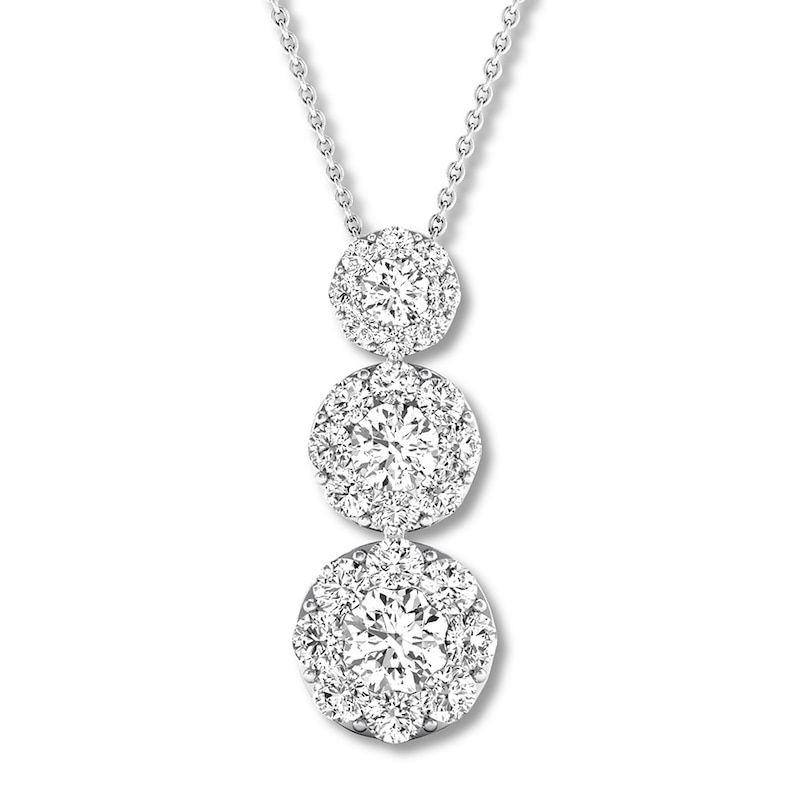Main Image 1 of Diamond Necklace 1 carat tw Round 14K White Gold 16-18" Adj.