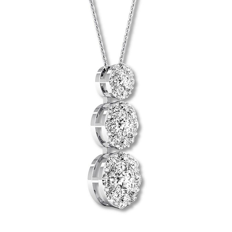 Main Image 2 of Diamond Necklace 1 carat tw Round 14K White Gold 16-18" Adj.