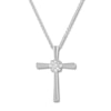 Thumbnail Image 0 of Round/Baguette Diamond Cross Necklace 1/10 ct tw 10K White Gold