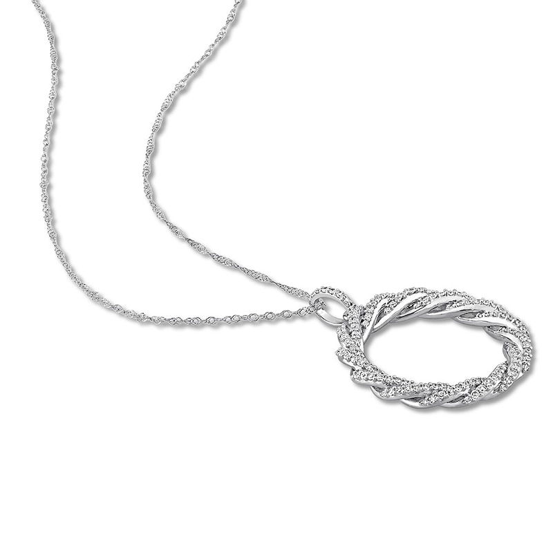 Main Image 2 of Diamond Circle Necklace 1/2 ct tw Round 14K White Gold