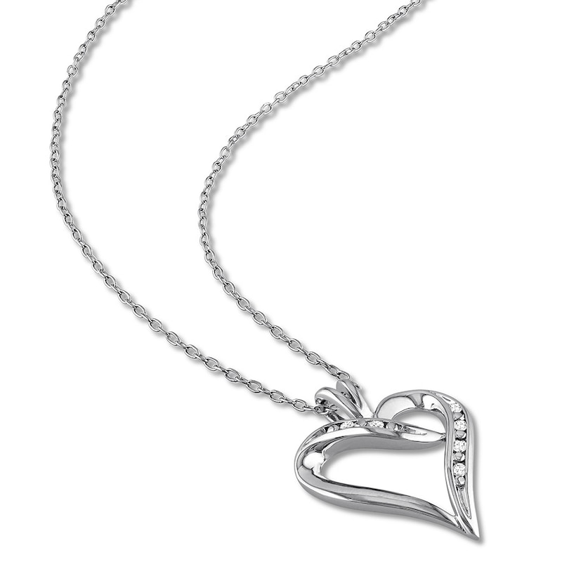Main Image 2 of Diamond Heart Necklace 1/20 ct tw Round Sterling Silver