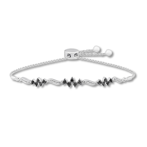 Black & White Diamond Bolo Bracelet 5/8 ct tw 10K White Gold