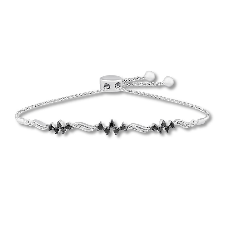 Main Image 1 of Black & White Diamond Bolo Bracelet 5/8 ct tw 10K White Gold