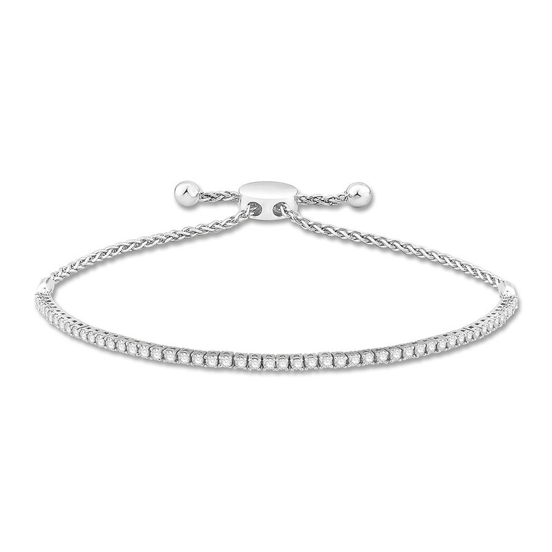 Main Image 1 of Colorless Diamond Bolo Bracelet 1 ct tw Round 14K White Gold