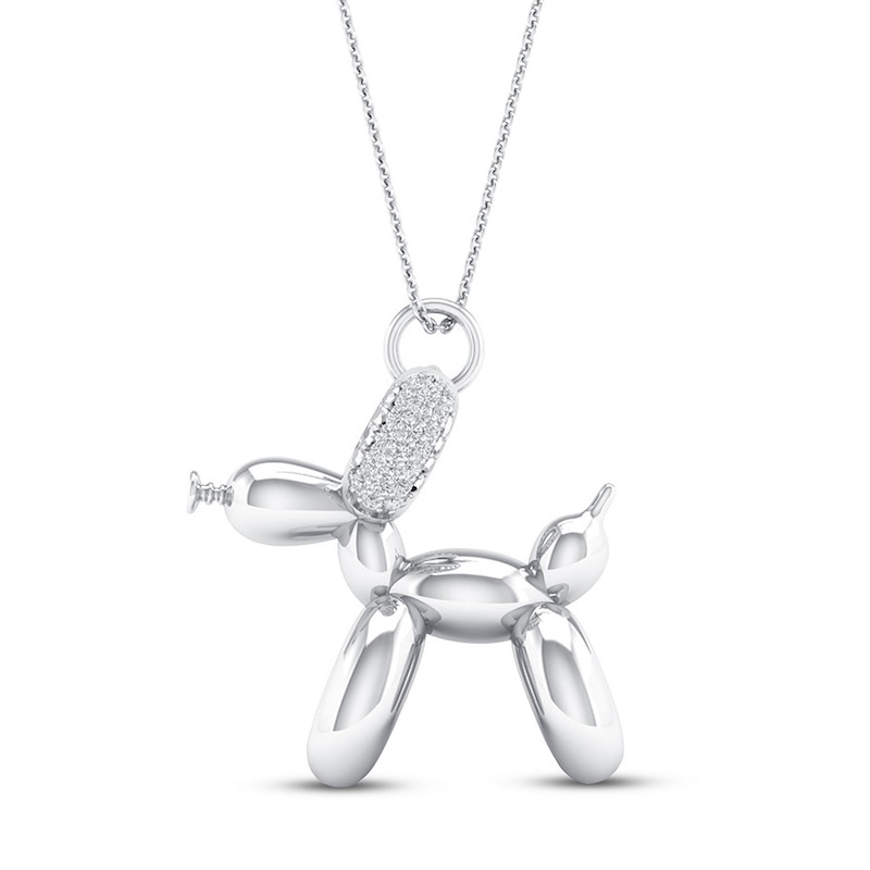 Dog Bone Chain Round Diamond Necklace