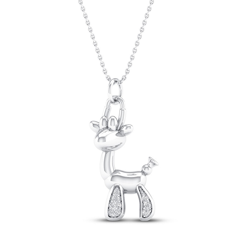Main Image 1 of Balloon Giraffe Necklace 1/20 ct tw Diamonds Sterling Silver
