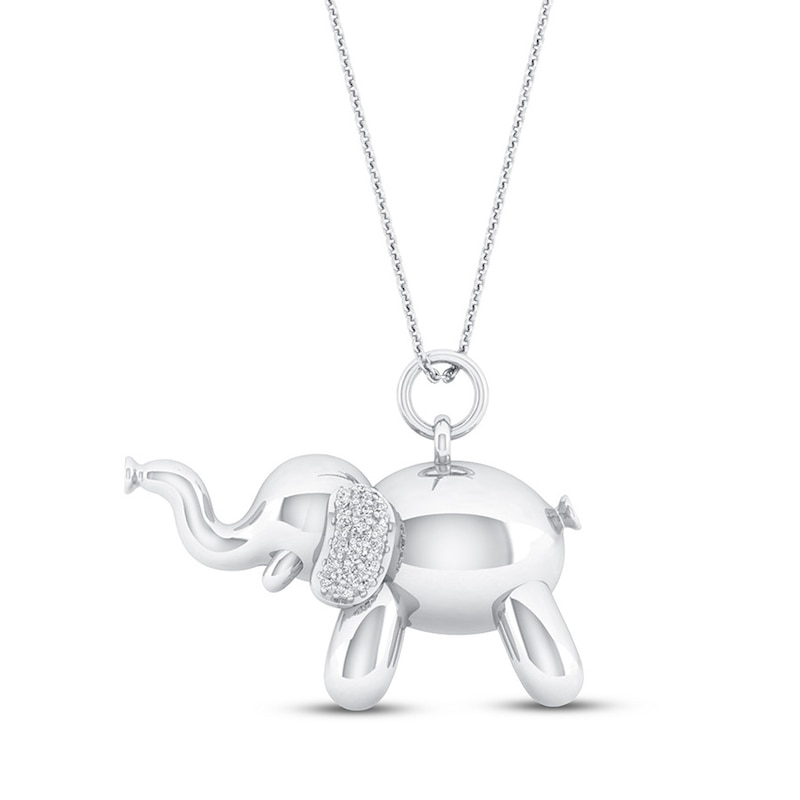 Main Image 1 of Diamond Elephant Necklace 1/10 ct tw Round Sterling Silver