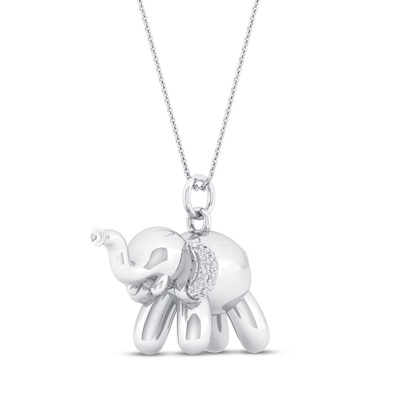 Main Image 2 of Diamond Elephant Necklace 1/10 ct tw Round Sterling Silver
