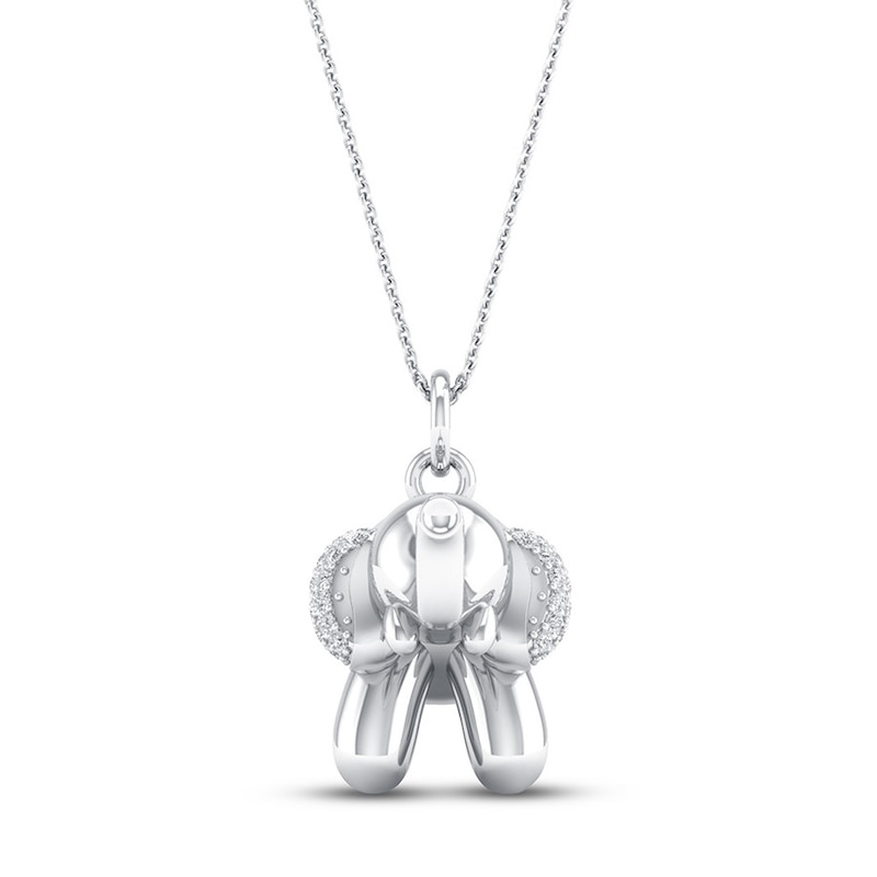 Main Image 3 of Diamond Elephant Necklace 1/10 ct tw Round Sterling Silver