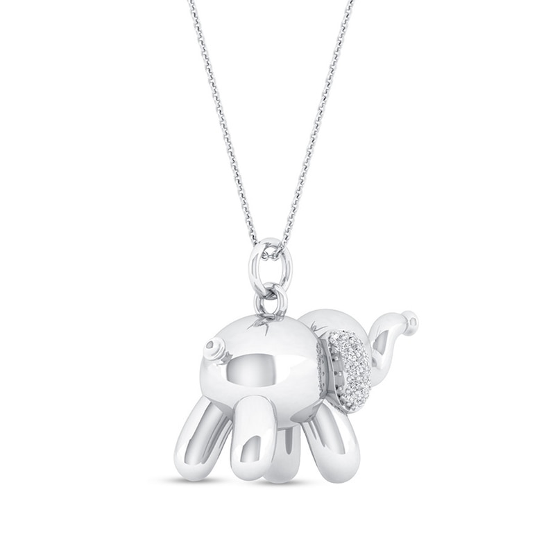 Main Image 4 of Diamond Elephant Necklace 1/10 ct tw Round Sterling Silver