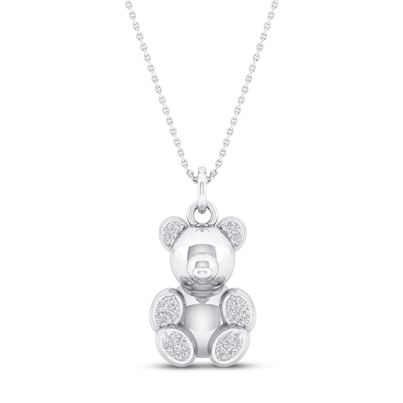 Main Image 1 of Balloon Teddy Bear Necklace 1/15 ct tw Diamonds Sterling Silver