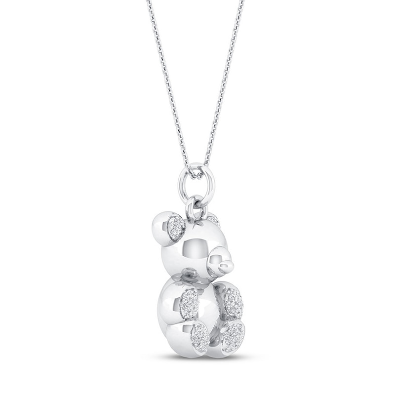 Main Image 2 of Balloon Teddy Bear Necklace 1/15 ct tw Diamonds Sterling Silver