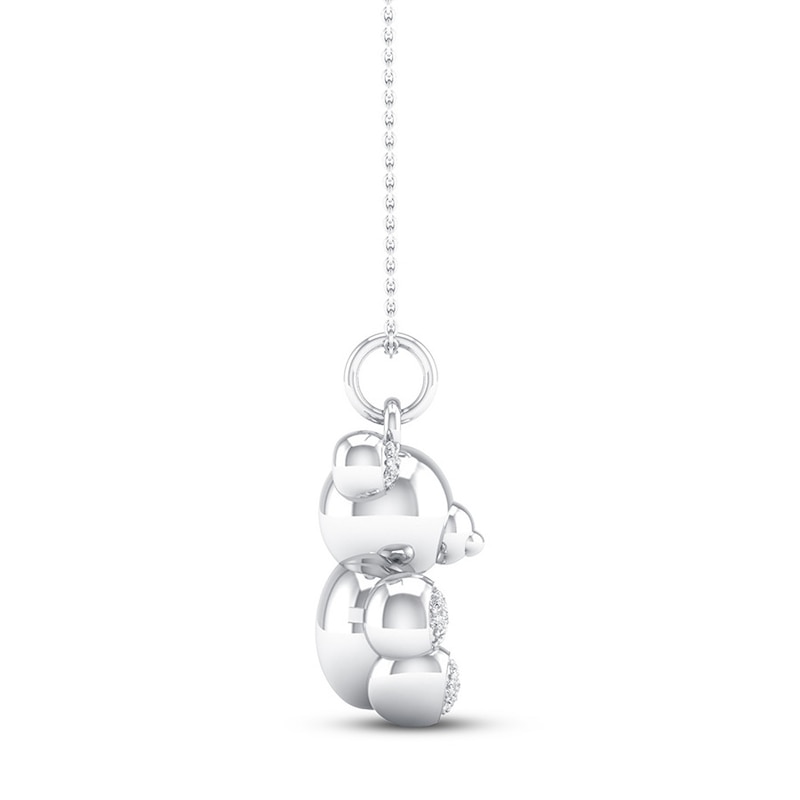Main Image 3 of Balloon Teddy Bear Necklace 1/15 ct tw Diamonds Sterling Silver