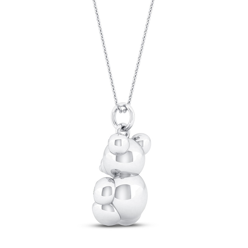 Main Image 4 of Balloon Teddy Bear Necklace 1/15 ct tw Diamonds Sterling Silver