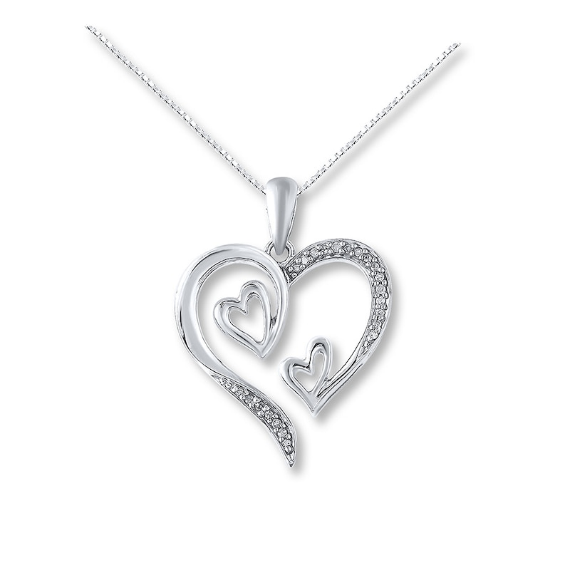 Main Image 1 of Diamond Heart Necklace 1/15 ct tw Round Sterling Silver