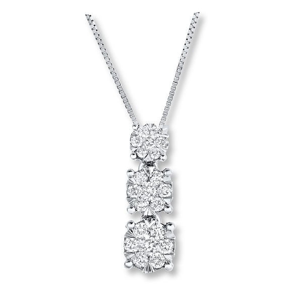 Diamond Necklace 38 ct tw Round 14K White Gold