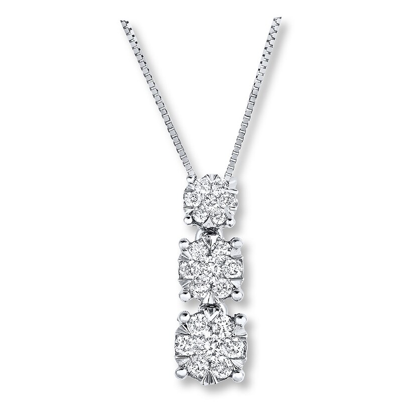 Main Image 1 of Diamond Necklace 3/8 ct tw Round 14K White Gold