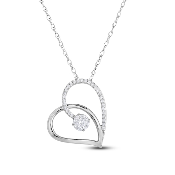 Diamond Heart Necklace 14 ct 14K White Gold