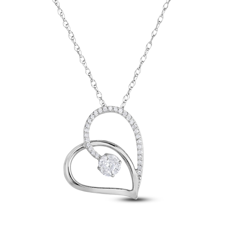 Main Image 1 of Diamond Heart Necklace 1/4 ct 14K White Gold