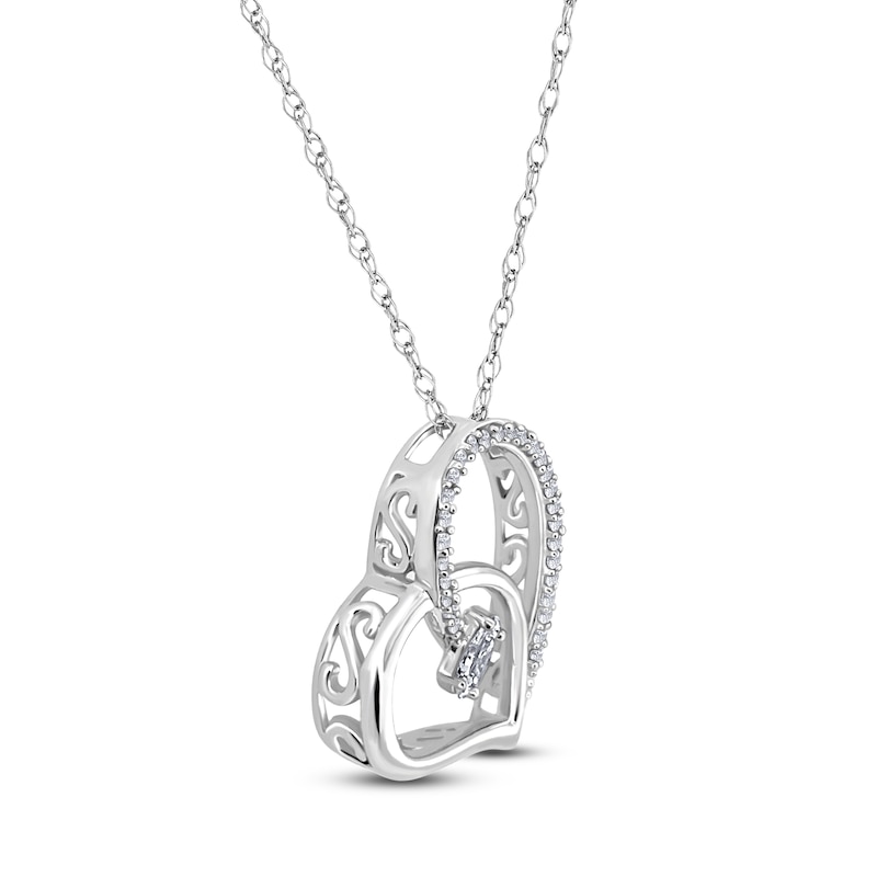 Main Image 2 of Diamond Heart Necklace 1/4 ct 14K White Gold