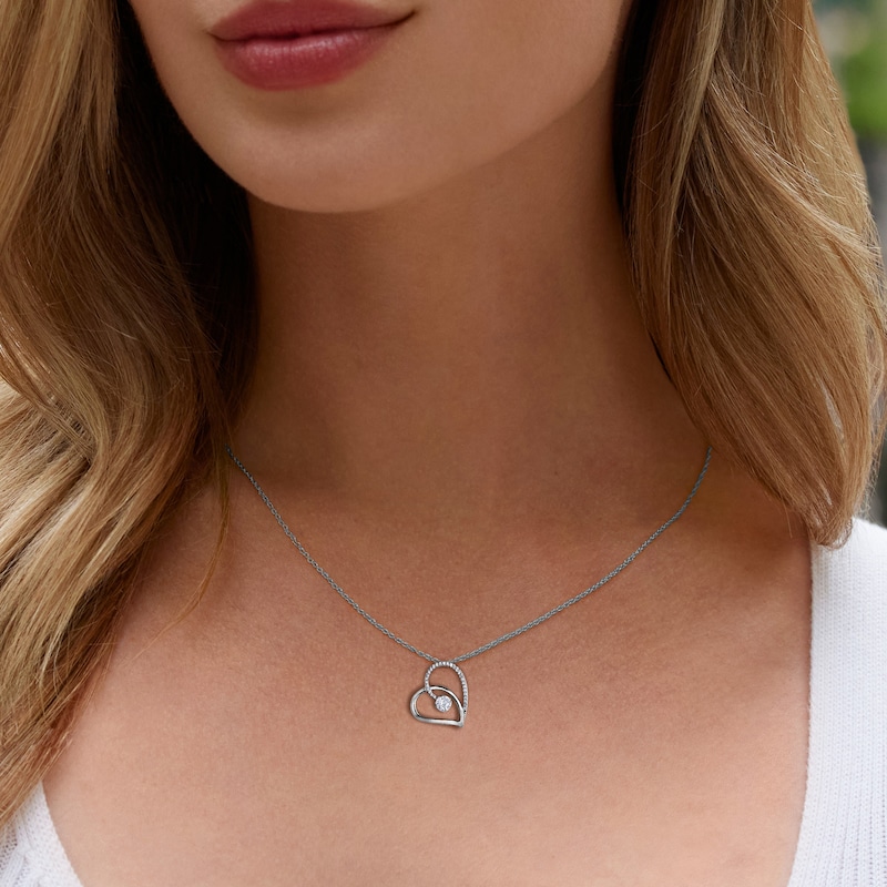 Main Image 4 of Diamond Heart Necklace 1/4 ct 14K White Gold