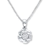 Thumbnail Image 0 of Diamond Flower Necklace 1/20 Carat Round Sterling Silver