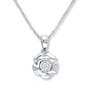 Thumbnail Image 1 of Diamond Flower Necklace 1/20 Carat Round Sterling Silver