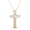 Thumbnail Image 2 of Diamond Cross Necklace 3/4 ct tw Round 14K Two-Tone Gold