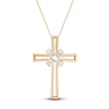 Thumbnail Image 3 of Diamond Cross Necklace 3/4 ct tw Round 14K Two-Tone Gold