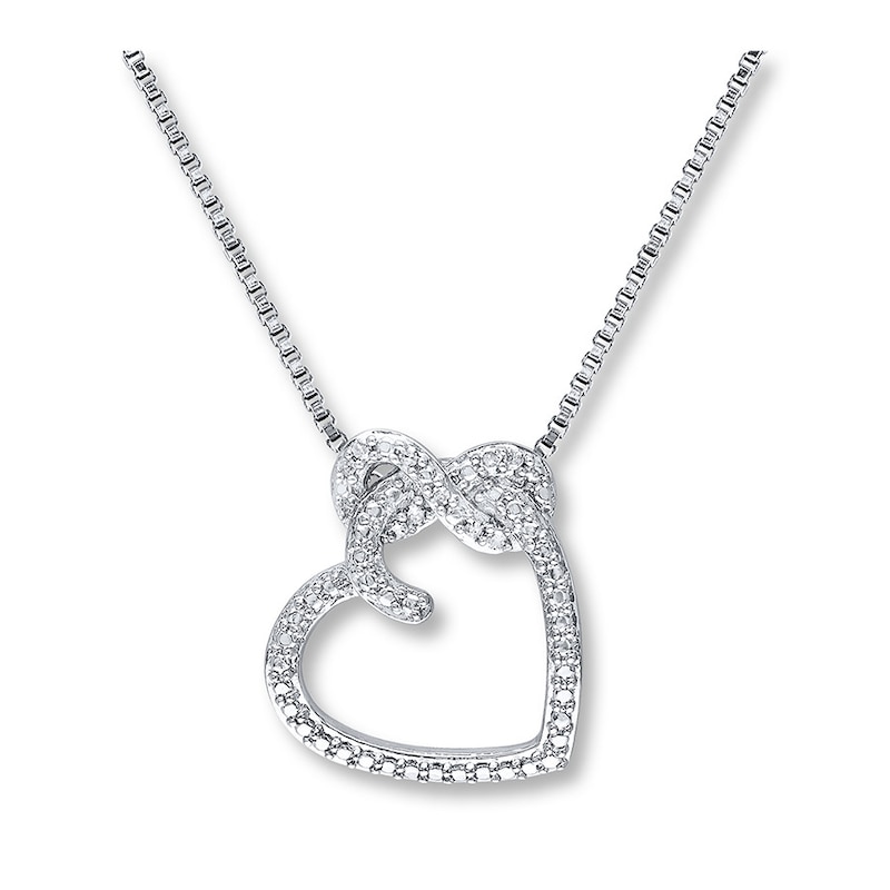 Main Image 1 of Heart Necklace 1/20 ct tw Diamonds Sterling Silver