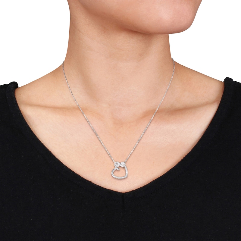 Main Image 4 of Heart Necklace 1/20 ct tw Diamonds Sterling Silver