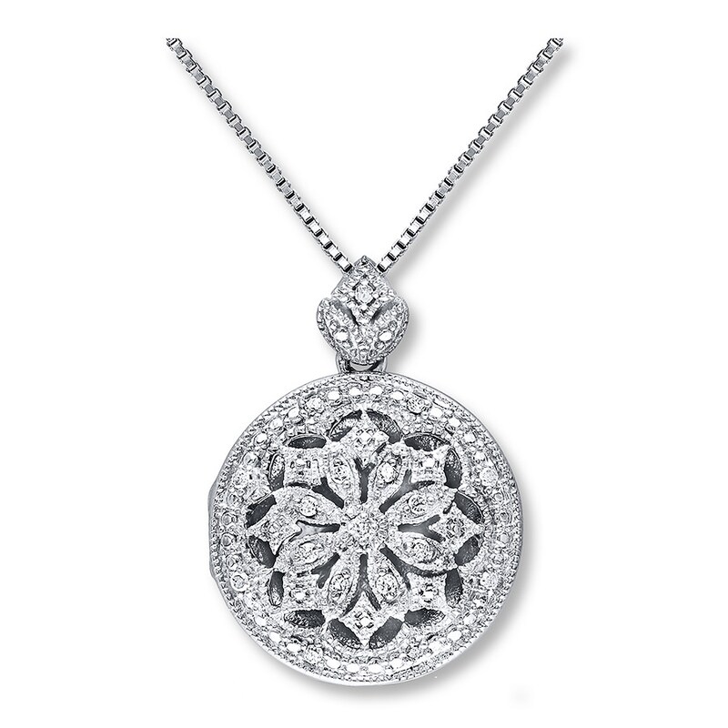 Main Image 1 of Locket Necklace 1/10 ct tw Diamonds Sterling Silver