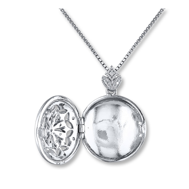 Locket Necklace 1/10 ct tw Diamonds Sterling Silver