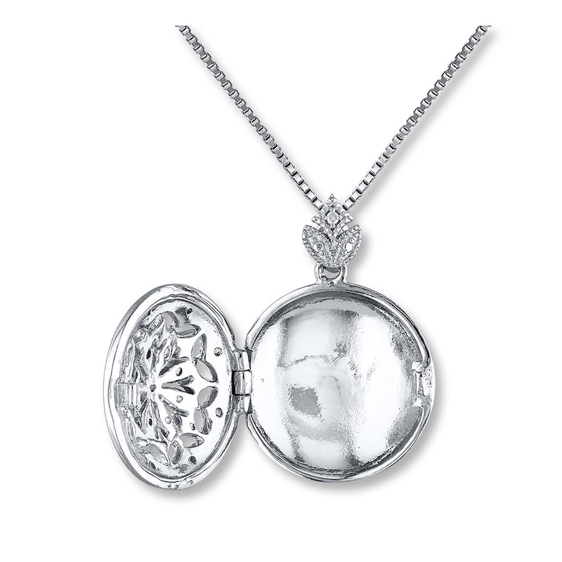 Main Image 2 of Locket Necklace 1/10 ct tw Diamonds Sterling Silver