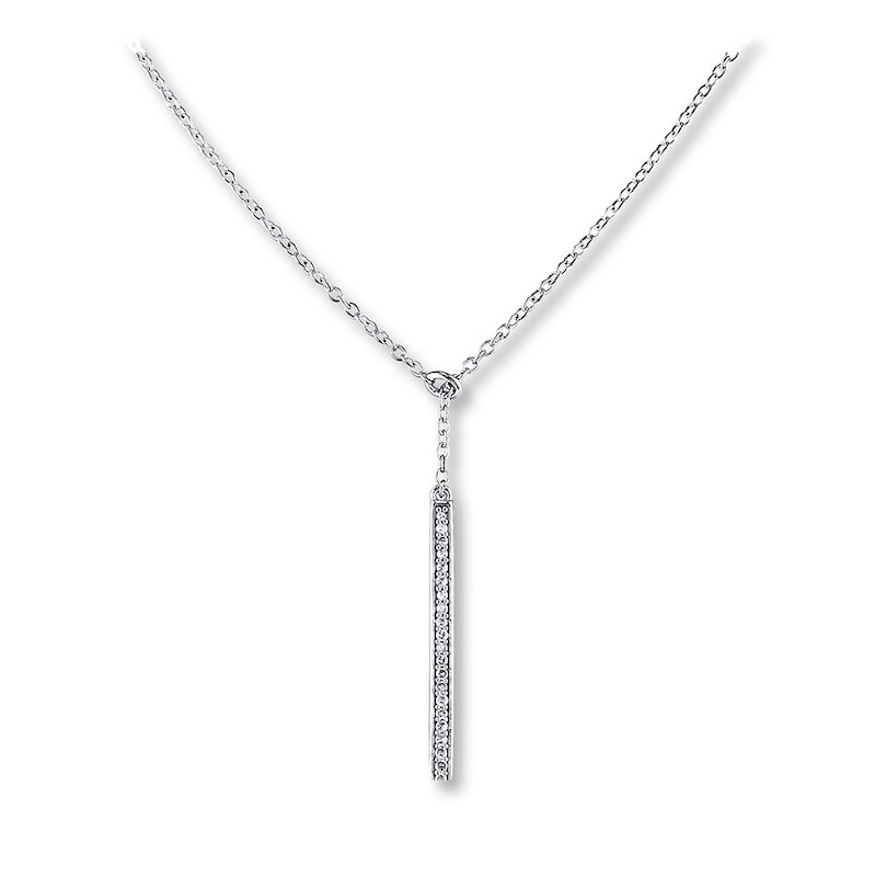 Main Image 1 of Diamond Bar Necklace 1/8 ct tw Round Sterling Silver