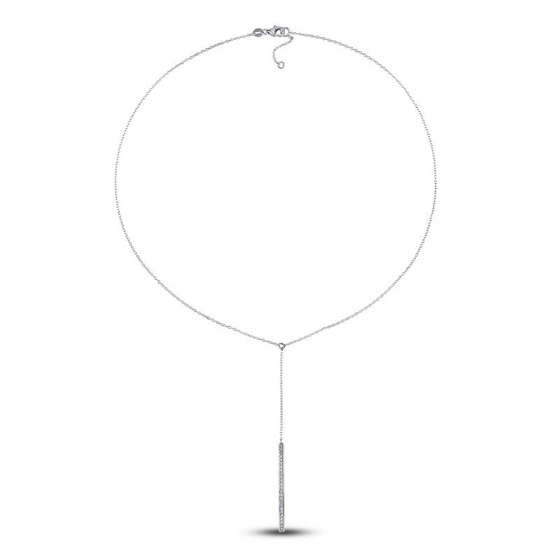 Main Image 3 of Diamond Bar Necklace 1/8 ct tw Round Sterling Silver