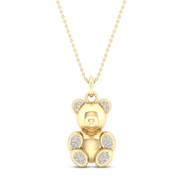 Bear Necklace 1/15 ct tw Diamonds Sterling Silver 14K Yellow Gold Plated