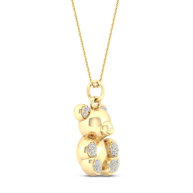 Main Image 2 of Bear Necklace 1/15 ct tw Diamonds Sterling Silver 14K Yellow Gold Plated