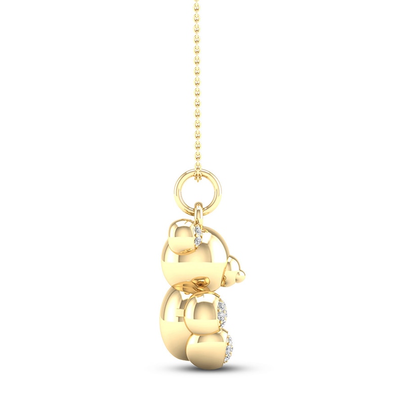 Main Image 3 of Bear Necklace 1/15 ct tw Diamonds Sterling Silver 14K Yellow Gold Plated
