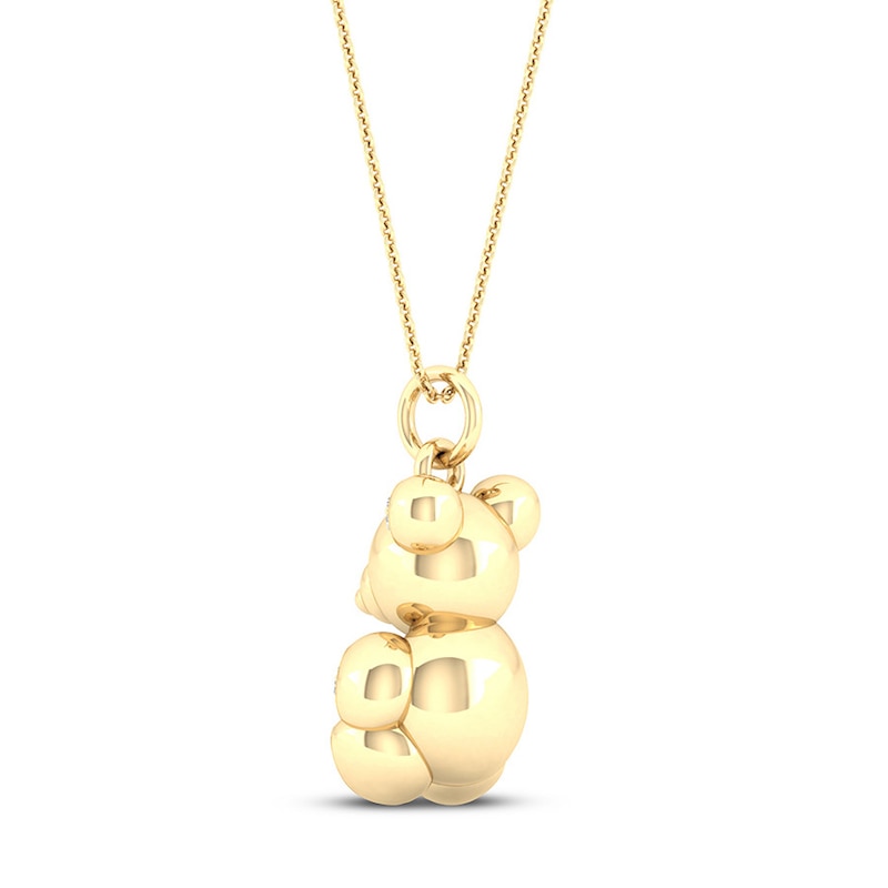 Main Image 4 of Bear Necklace 1/15 ct tw Diamonds Sterling Silver 14K Yellow Gold Plated