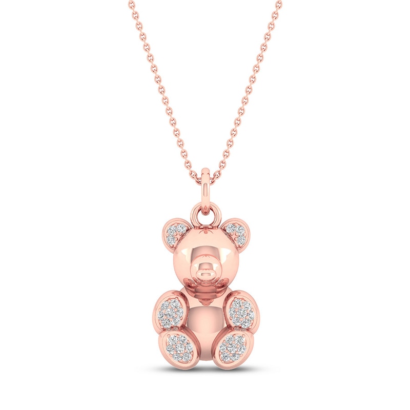 (Rose Gold) 6 pcs Movable Teddy Bear Charm with Rhinestones Engraved