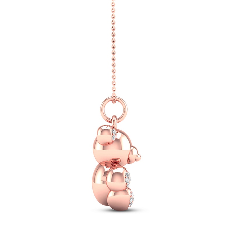 Main Image 3 of Bear Necklace 1/15 ct tw Diamonds Sterling Silver 14K Rose Gold Plated