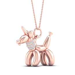 Unicorn Necklace 1/15 ct tw Diamonds Sterling Silver 14K Rose Gold Plated