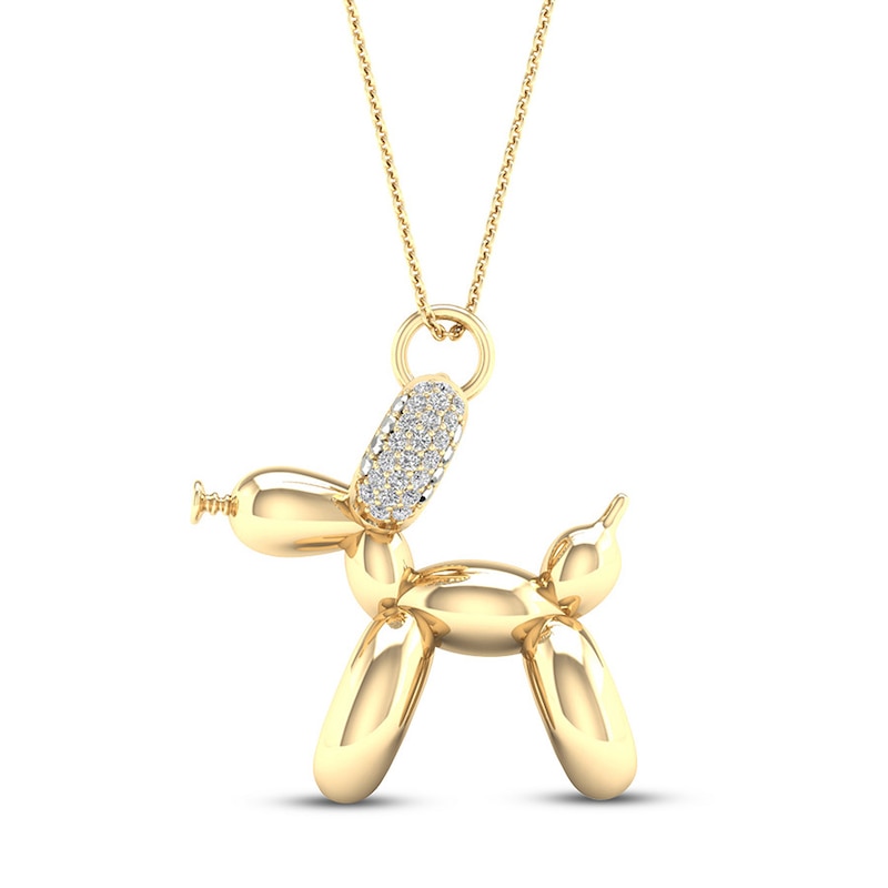 Main Image 1 of Dog Necklace 1/10 ct tw Diamonds Sterling Silver 14K Yellow Gold Plated