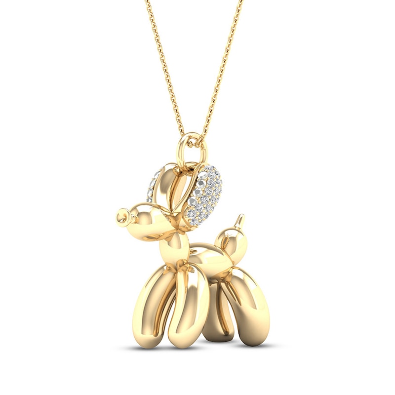 Main Image 2 of Dog Necklace 1/10 ct tw Diamonds Sterling Silver 14K Yellow Gold Plated