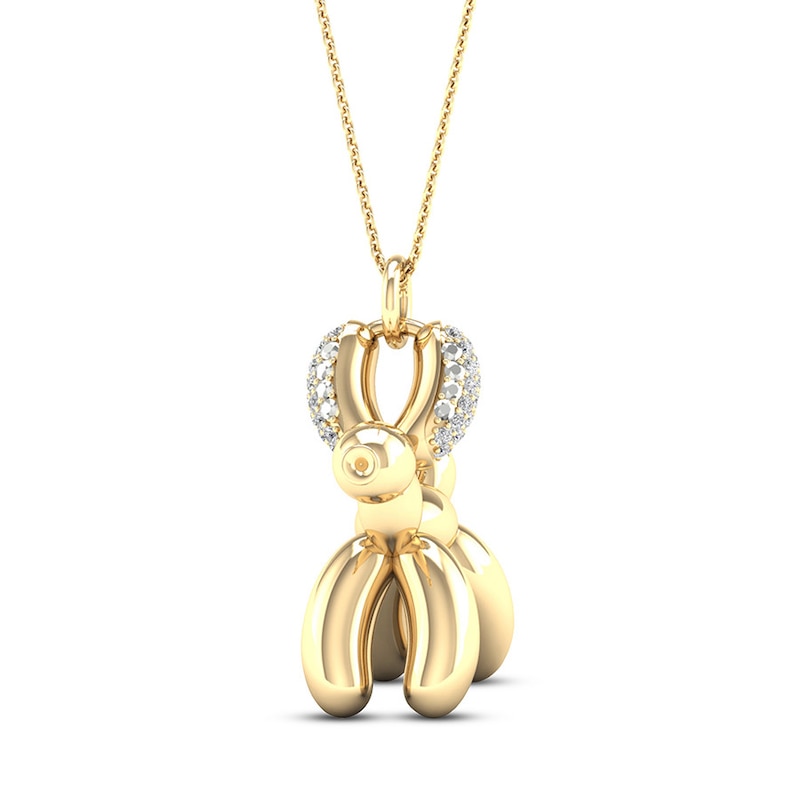 Main Image 3 of Dog Necklace 1/10 ct tw Diamonds Sterling Silver 14K Yellow Gold Plated