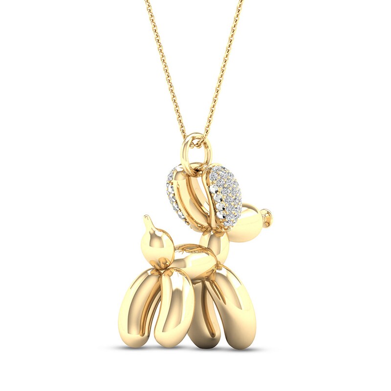 Main Image 4 of Dog Necklace 1/10 ct tw Diamonds Sterling Silver 14K Yellow Gold Plated