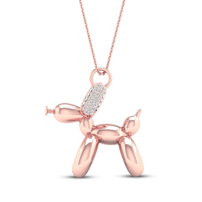 Main Image 1 of Diamond Dog Necklace 1/10 ct tw 14K Rose Gold-Plated Sterling Silver